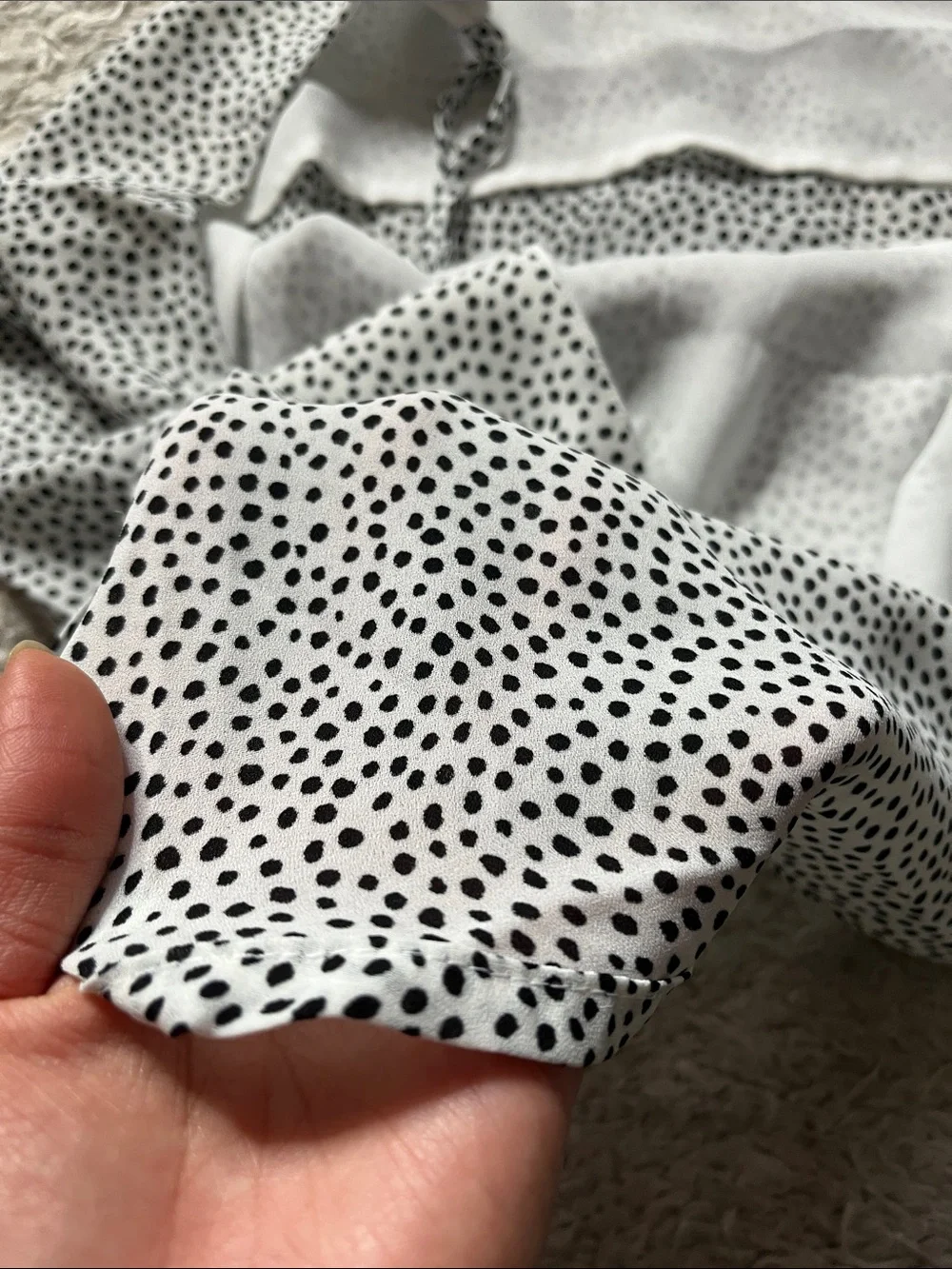 MINE size Medium White Camisole with Black Polka Dots